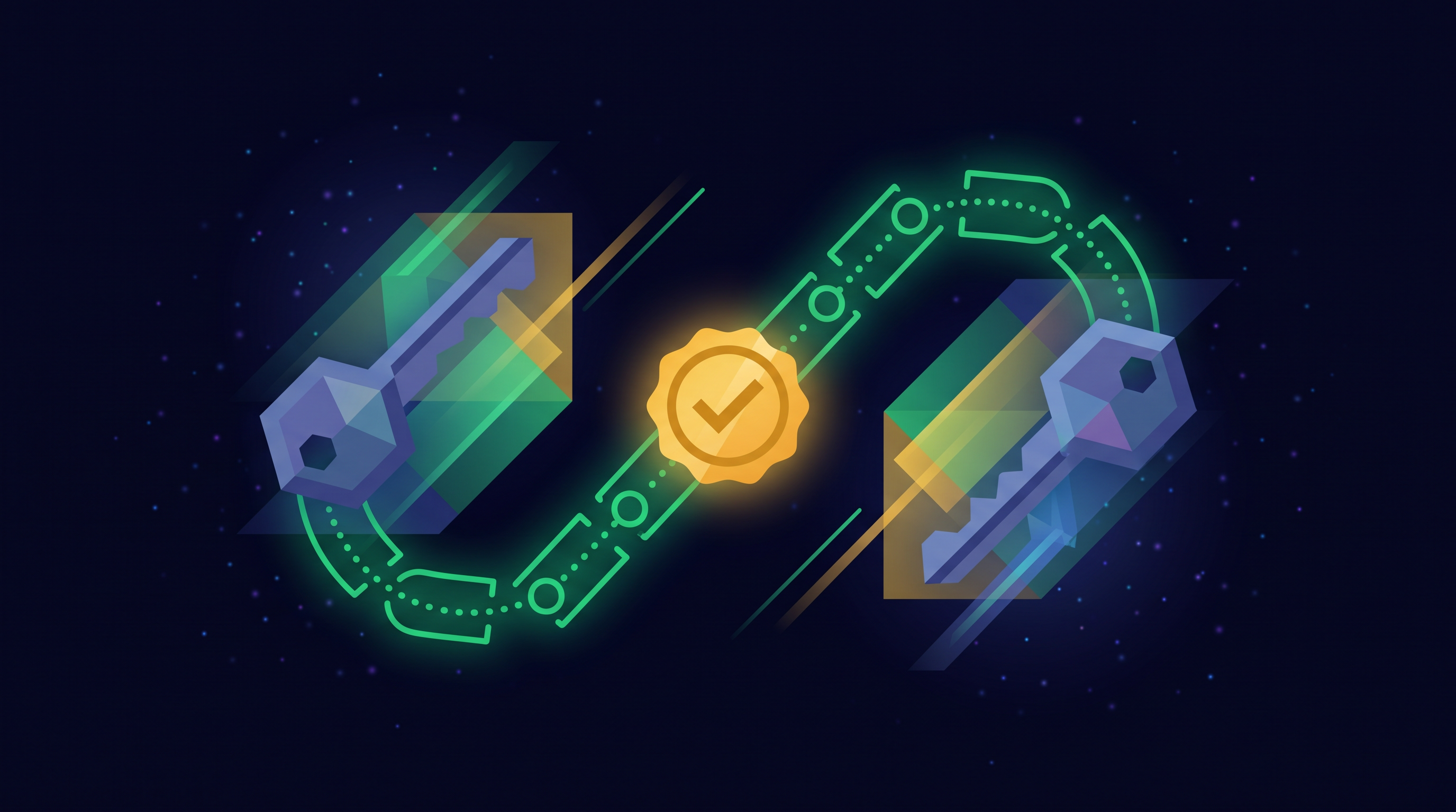 Cryptographic verification: keys, hashed chain and verified badge